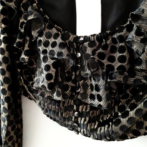 NWT Rococo Sand black & gold polka dot stripe semi-sheer crop top - Picture 8 of 8